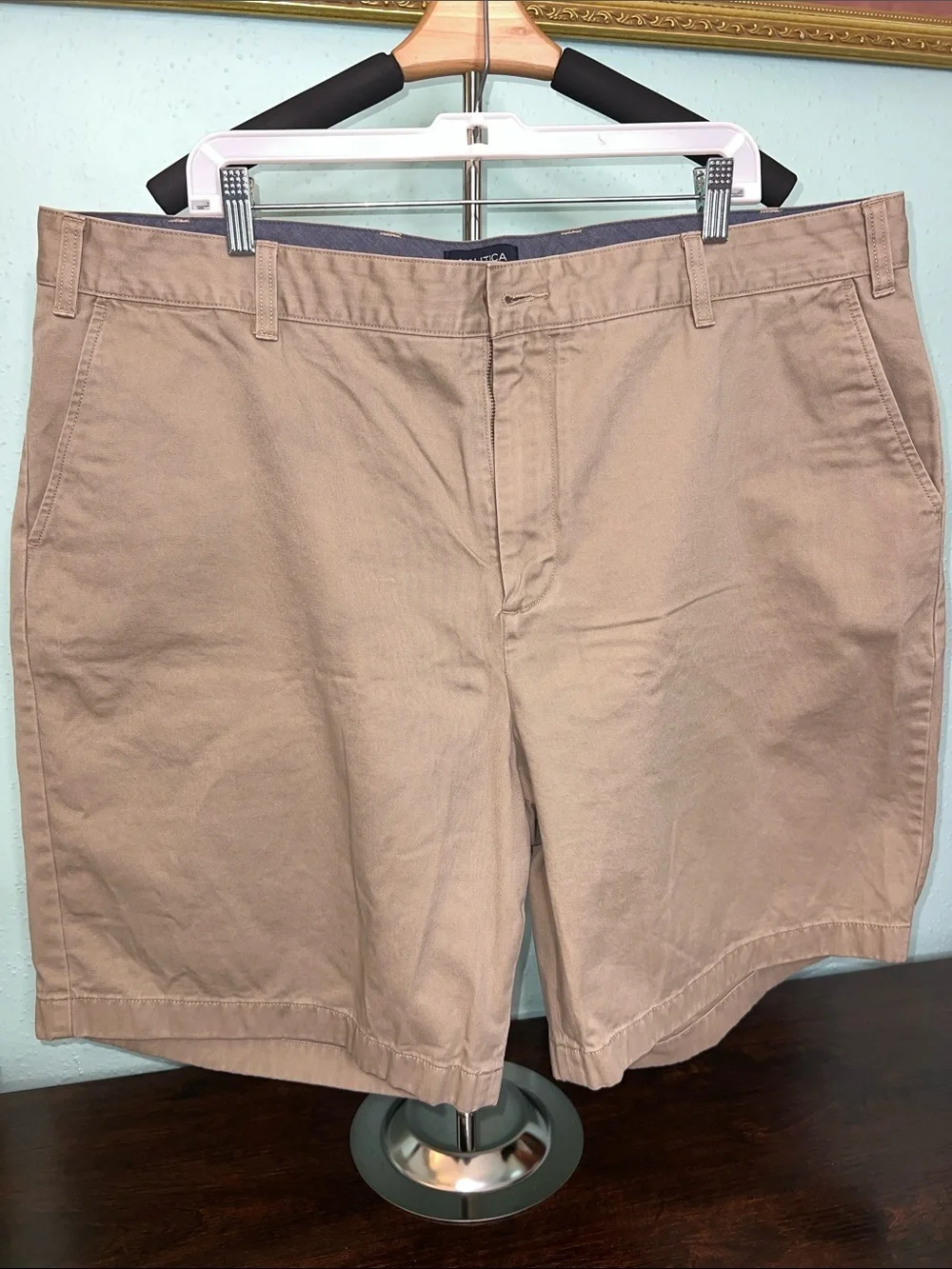 Nautica Men's Light Tan Flat-Front Shorts